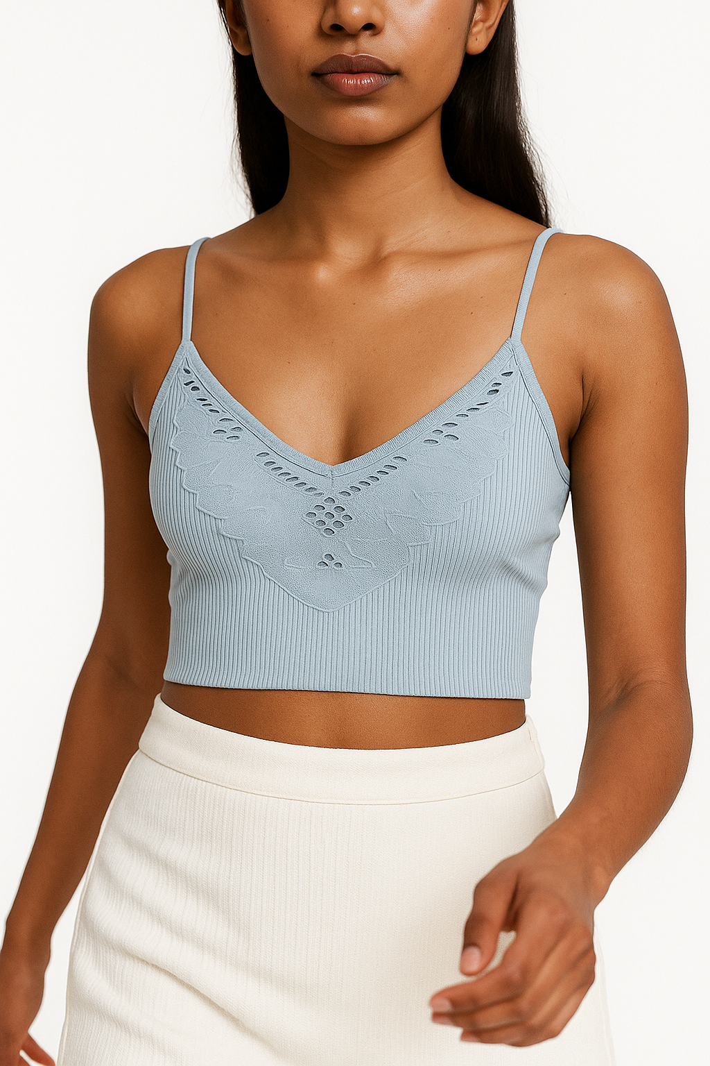 SEAMLESS LACE CAMI LTBLUE 442 M