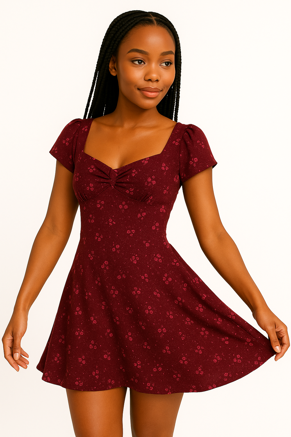 EMP TIE FRONT DRES RED BURGUNDY S