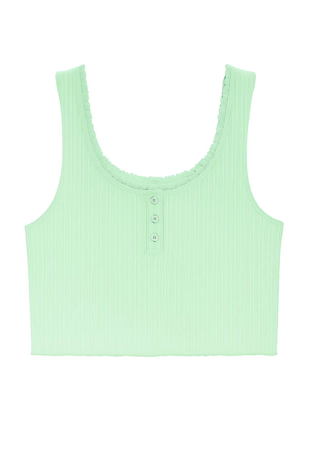 CROP LACE HENLEY TANK FLORAL WHITE M