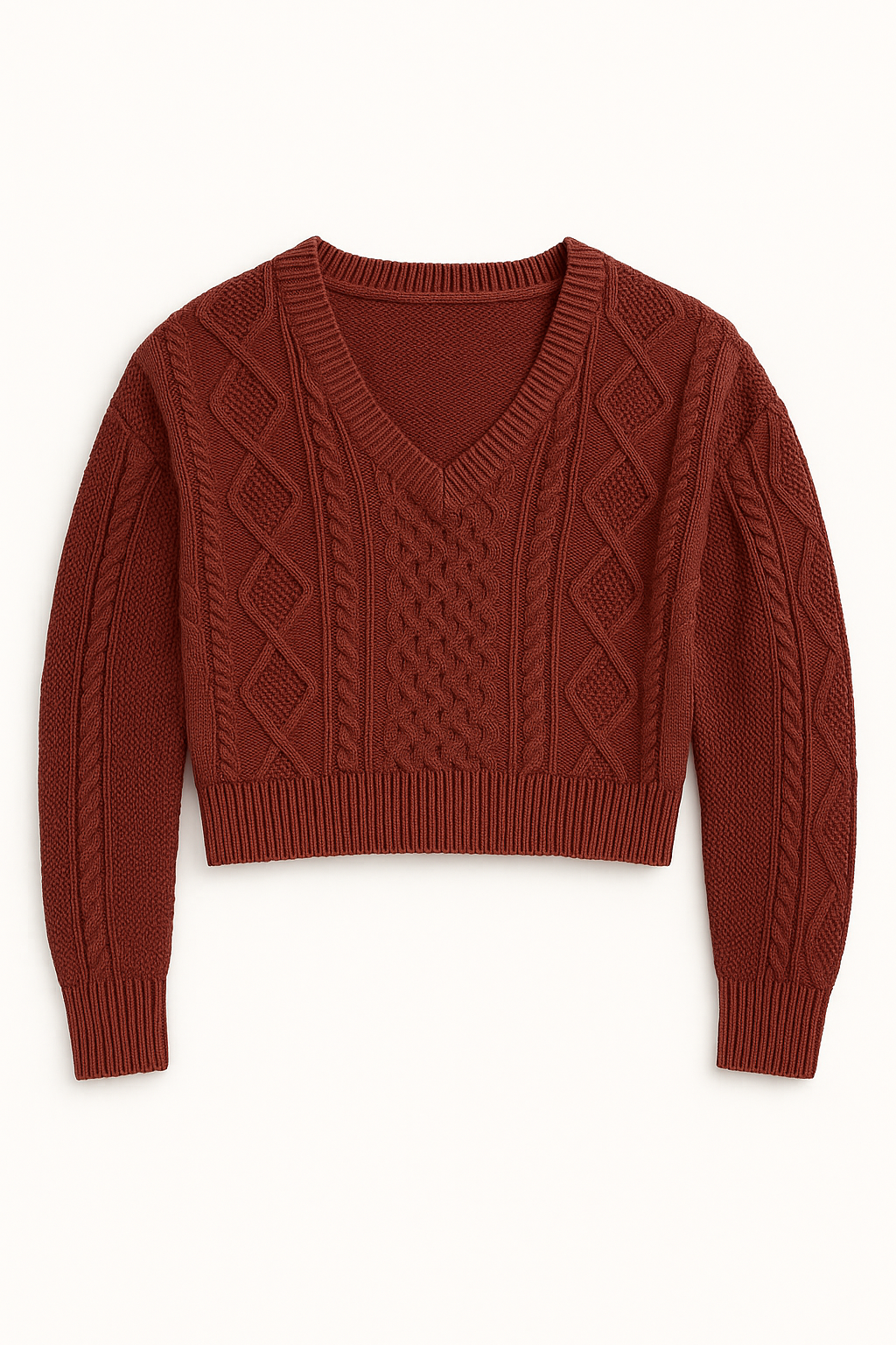 VNECK CABLE SWEATER DKBRWN 220 L