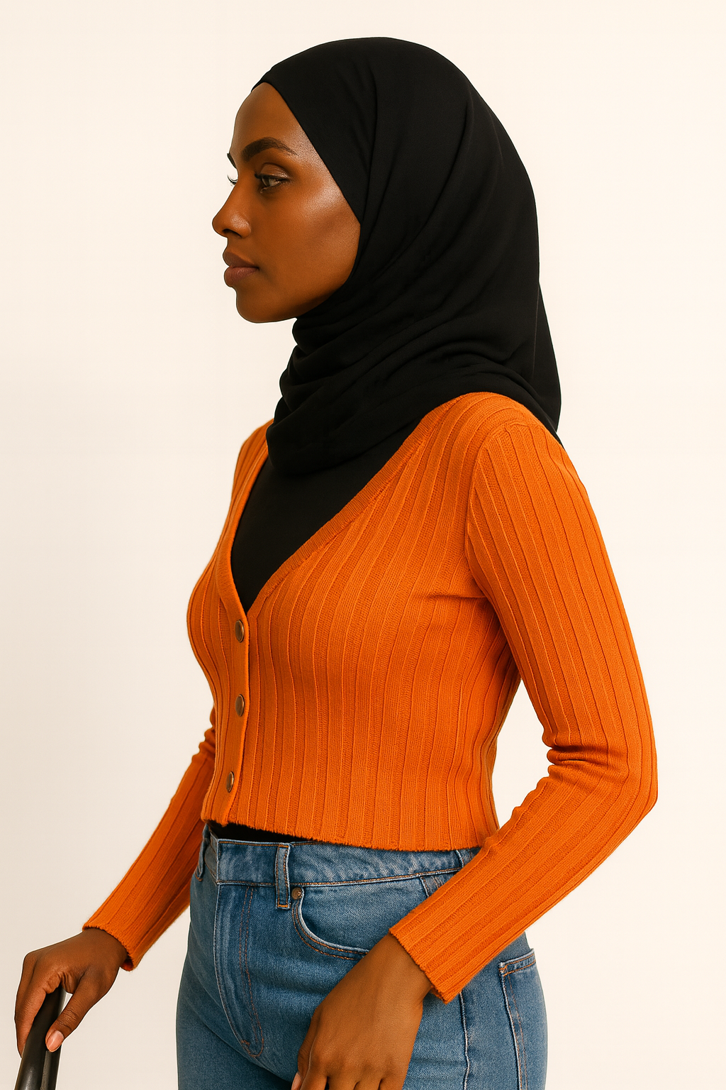 RIBBED CARDIGAN BLACK 7 M