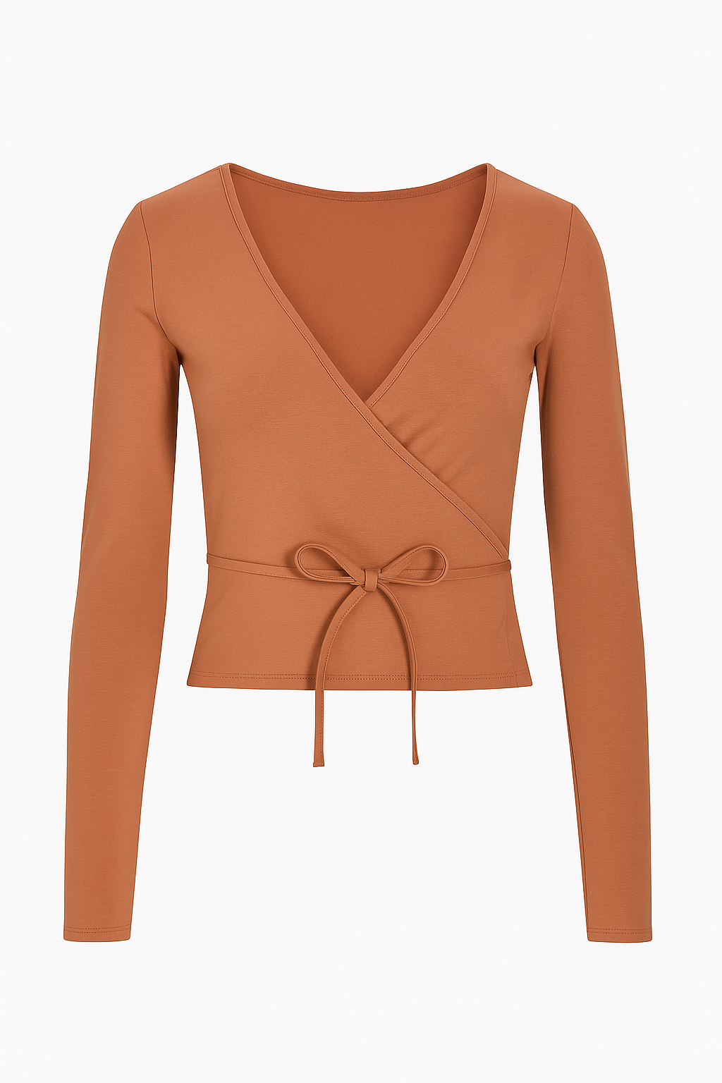 TIE WAIST WRAP TOP CAMEL XS